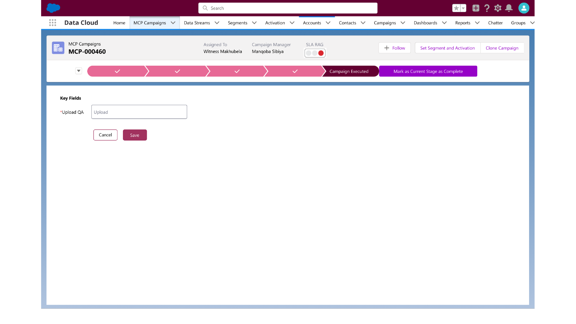 Salesforce — Campaign Operations — Final stage — Campaign Executed (QA upload)