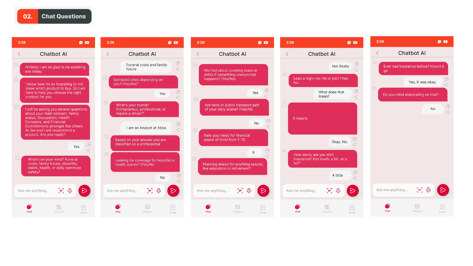 Absa Life Insure Assist — 02. Chat questions — life stage, hustle, financial outlook