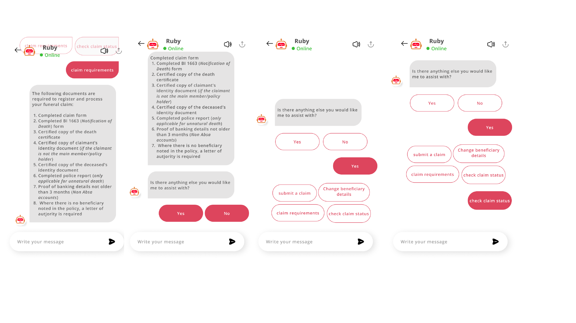Absa Life FAQ Chatbot — Claim requirements — required documents response