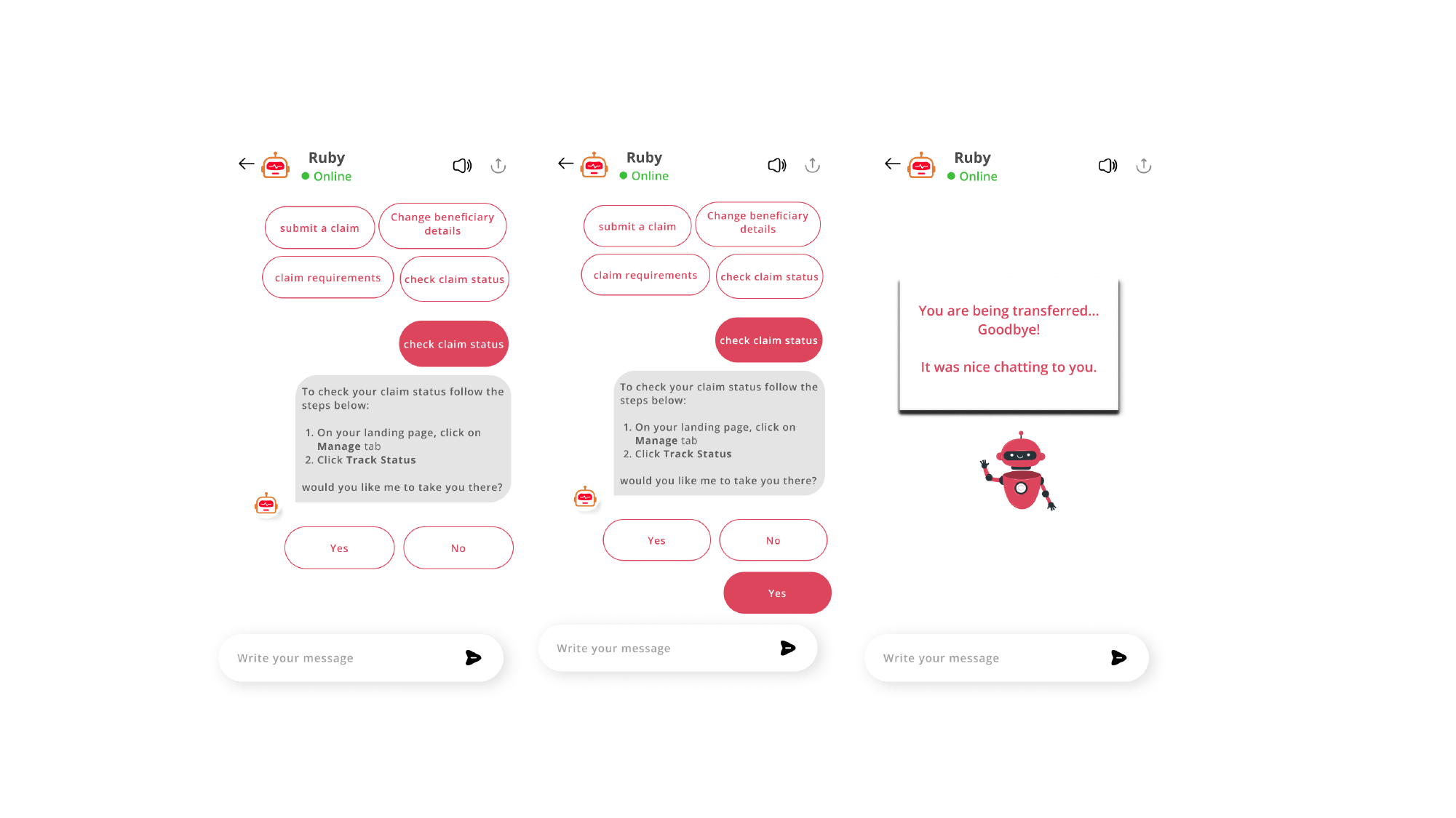 Absa Life FAQ Chatbot — Track claim status — guided handoff