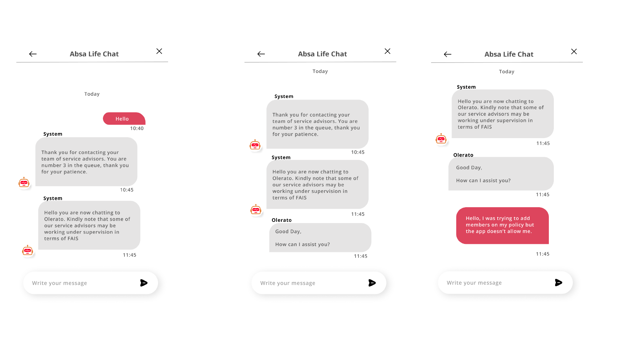 Absa Life Live Chat — In-queue + advisor handover greeting