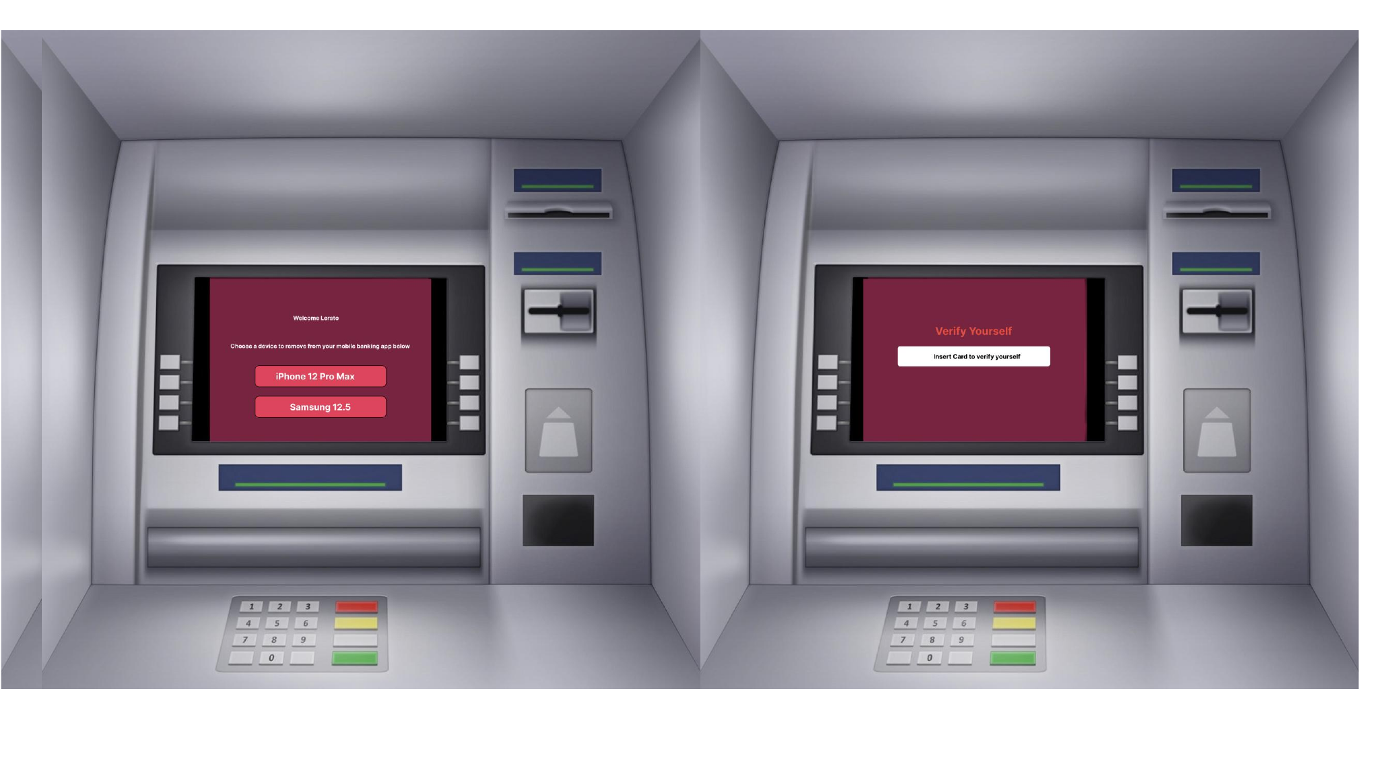 Delink Stolen Mobile Device — ATM — Choose device + Insert Card to verify