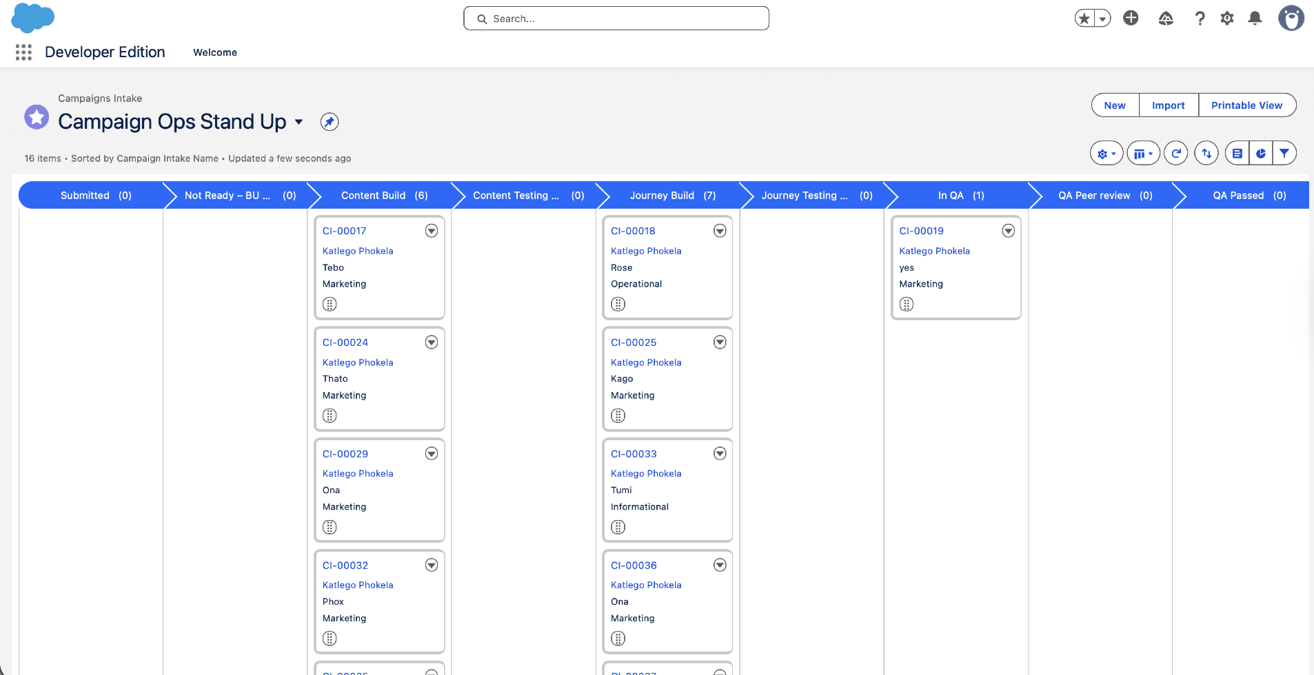 Campaign Ops Standup Kanban