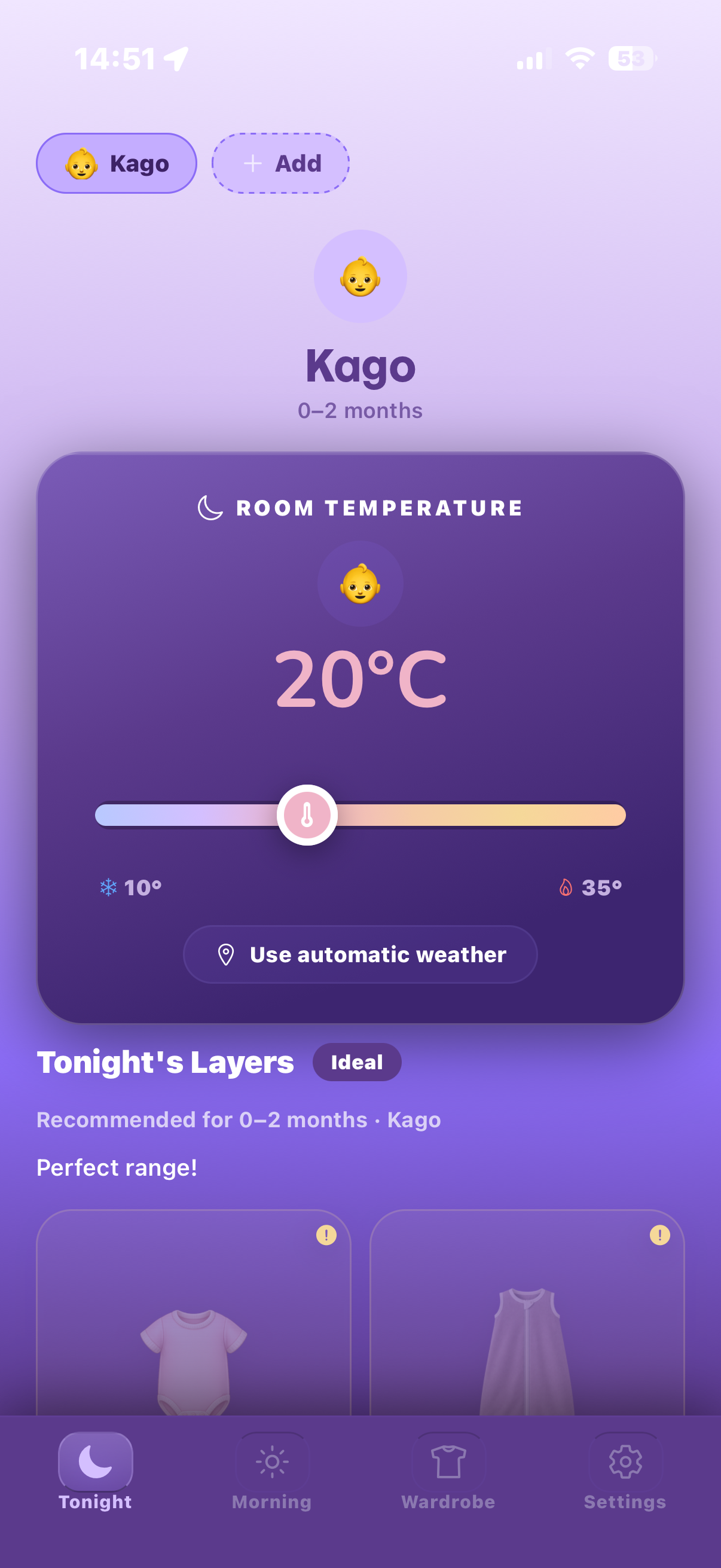 Tonight — Manual Temperature